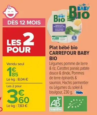 Carrefour Plat bébé bio CARREFOUR BABY BIO offre