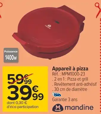 Carrefour Appareil à pizza offre