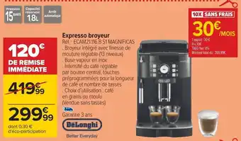 Carrefour Expresso broyeur offre