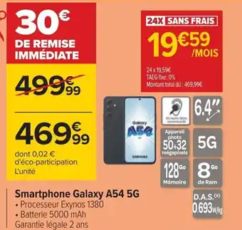 Carrefour Smartphone Galaxy A54 5G offre