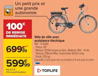 Carrefour Vélo de ville avec assistance électrique offre