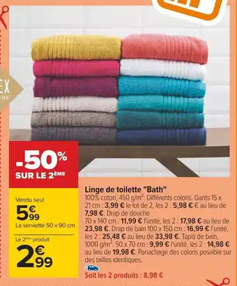 Carrefour Linge de toilette "Bath" offre