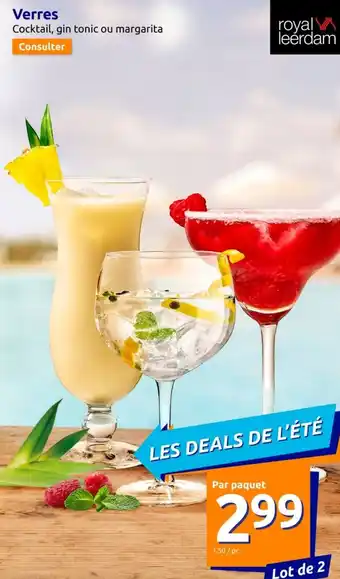 Action Verres Cocktail, gin tonic ou margarita offre