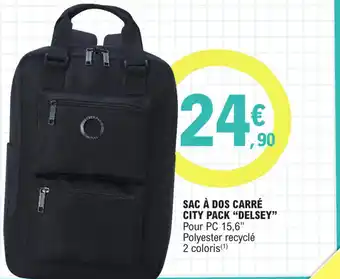 SAC À DOS CARRÉ CITY PACK "DELSEY" Pour PC 15,6" Polyester recyclé 2 coloris (¹)