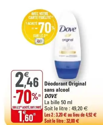 G20 Déodorant Original Sans Alcool offre