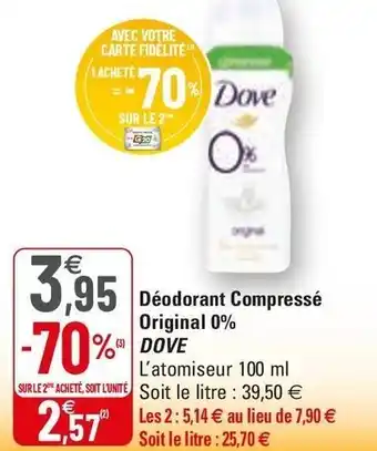 G20 Déodorant Compressé Original 0% offre