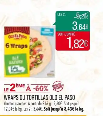Match WRAPS OU TORTILLAS OLD EL PASO offre