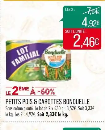Match PETITS POIS & CAROTTES BONDUELLE offre