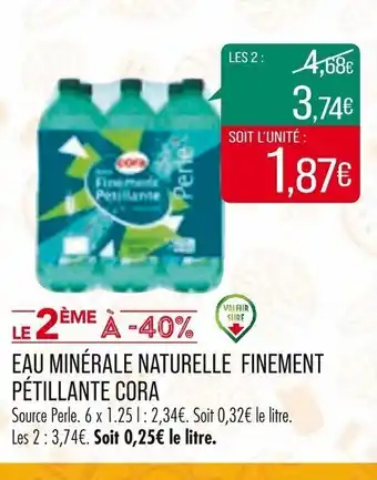 Match EAU MINÉRALE NATURELLE FINEMENT PÉTILLANTE CORA offre