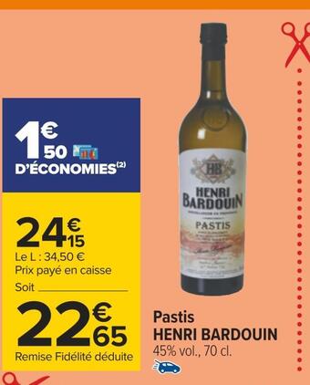 Carrefour Henri bardouin pastis offre