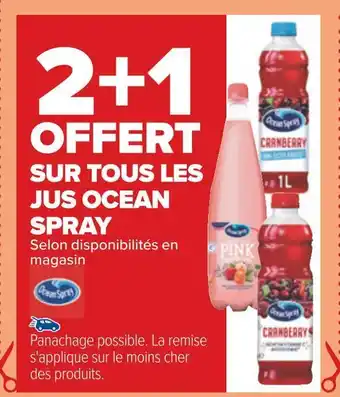 Carrefour Ocean spray 2+1 offert sur tous les jus ocean spray offre