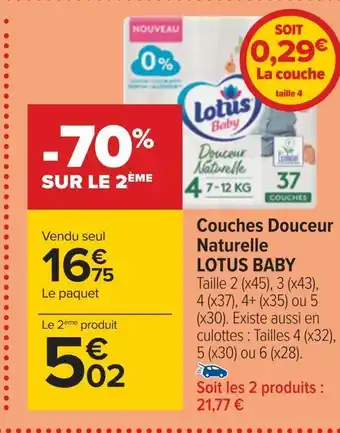 Carrefour Lotus baby couches douceur naturelle offre