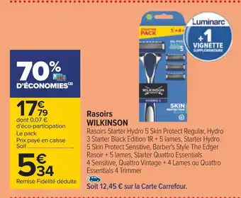 Carrefour Wilkinson rasoirs offre