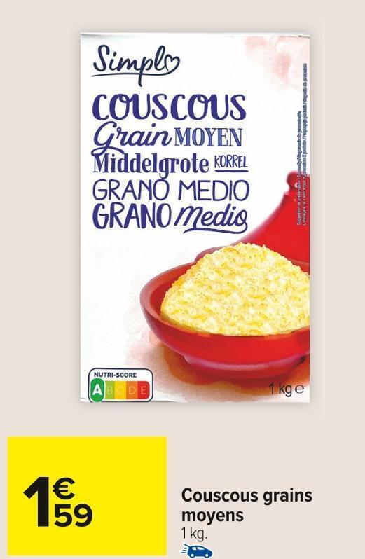 Promo Simpl couscous grains moyens chez Carrefour Market