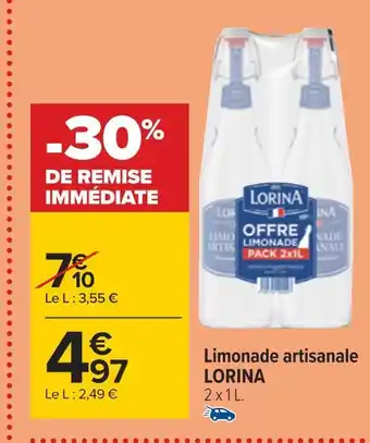 Carrefour Lorina limonade artisanale offre
