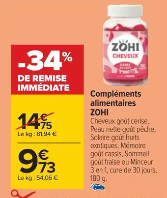 Carrefour Zohi compléments alimentaires offre