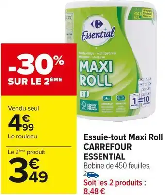 Carrefour Market Carrefour essential essuie-tout maxi roll offre