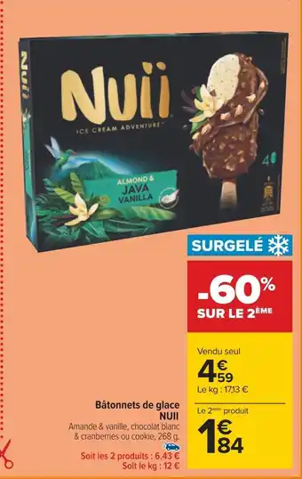 Carrefour Nuii bâtonnets de glace offre