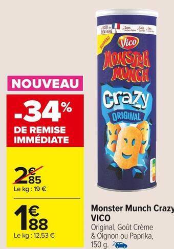 Carrefour Market Vico monster munch crazy offre