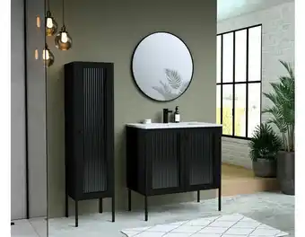 Brico Dépôt Ensemble meuble + vasque + miroir carson l. 80 cm offre