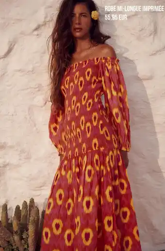 Zara Robe mi-longue imprimée offre