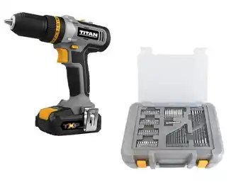Brico Dépôt Titan perceuse et visseuse à percussion ssans fil 18 v + 71 accessoires offre