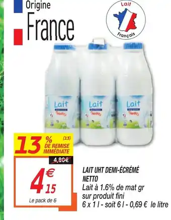 Netto Lait Uht Demi-Écrémé offre
