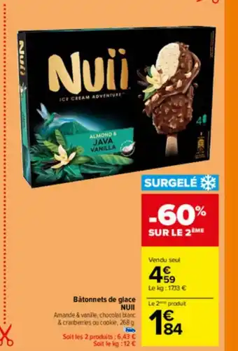 Carrefour Bâtonnets de glace Nuii offre