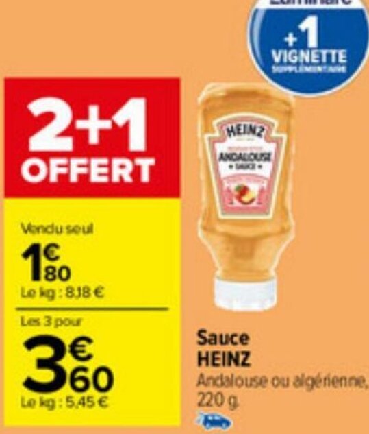 Promo Sauce HEINZ Andalouse ou algérienne, 220 g chez Carrefour