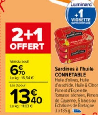 Carrefour Sardines à l'huile CONNETABLE offre