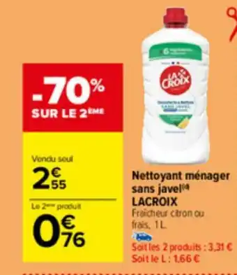 Carrefour Nettoyant ménager sans javel LACROIX offre