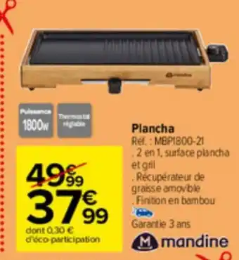 Carrefour Plancha Ref.: MBP1800-21 2 en 1, surface plancha et gril offre