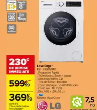 Carrefour Lave linge Ref.:F82D13WHS offre