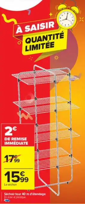 Carrefour Séchoir tour 40 m d'étendage En acier et plastique. offre