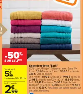 Carrefour Linge de toilette "Bath" offre