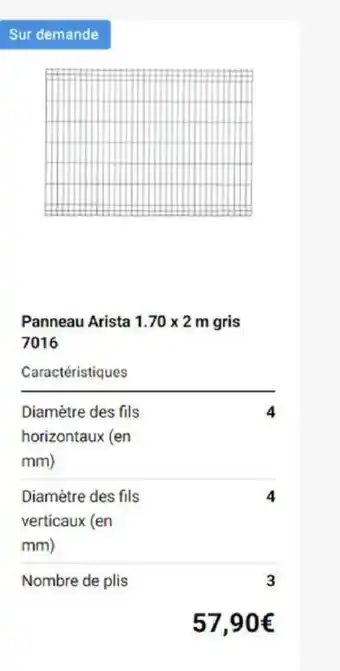 Weldom Panneau Arista 1.70 x 2 m gris 7016 offre