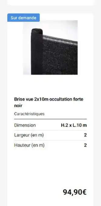 Weldom Brise vue 2x10m occultation forte noir offre