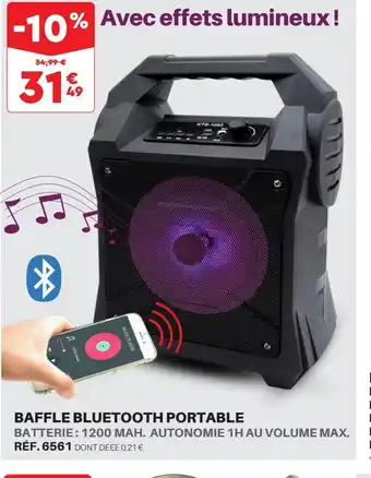 Shopix BAFFLE BLUETOOTH PORTABLE BATTERIE: 1200 MAH. AUTONOMIE 1H AU VOLUME MAX. RÉF. 6561 DONT DEEE 0,21 € offre