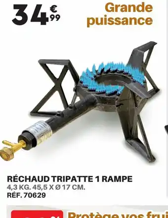 RÉCHAUD TRIPATTE 1 RAMPE 4,3 KG. 45,5 X Ø 17 CM. RÉF. 70629