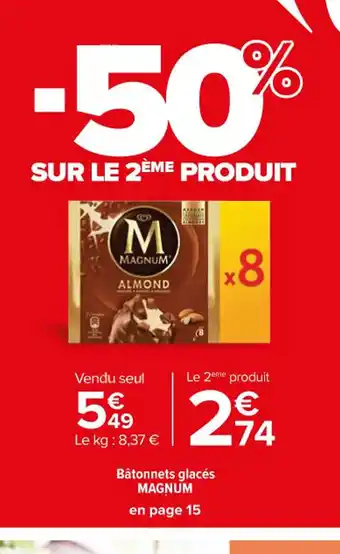 Carrefour Bâtonnets glacés MAGNUM offre