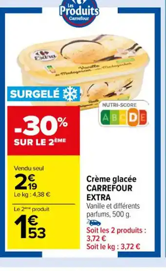 Carrefour Crème glacée CARREFOUR EXTRA Vanille et différents offre
