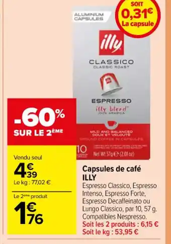 Carrefour Capsules de café ILLY offre
