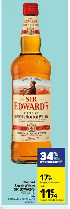 Carrefour Blended Scotch Whisky SIR EDWARD'S 40% vol., 1 L. offre