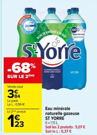 Carrefour Eau minérale naturelle gazeuse ST YORRE offre