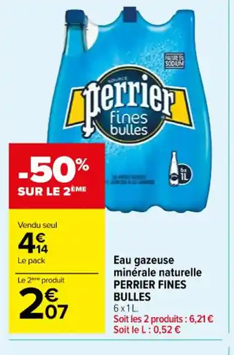 Carrefour Eau gazeuse minérale naturelle PERRIER FINES offre
