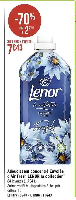 Casino Supermarchés Lenor adoucissant concentré envolée d’air fresh la collection* offre