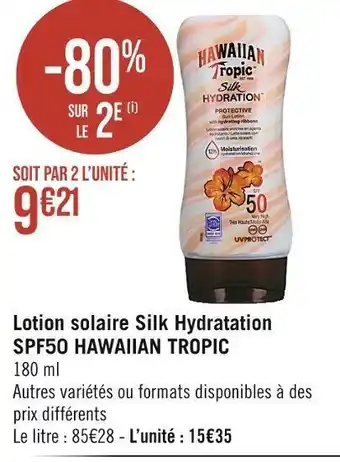 Hawaiian tropic lotion solaire silk hydratation spf50