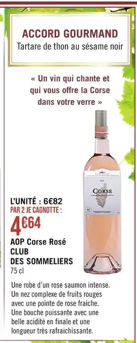 Casino Supermarchés Aop corse rosé club des sommeliers offre