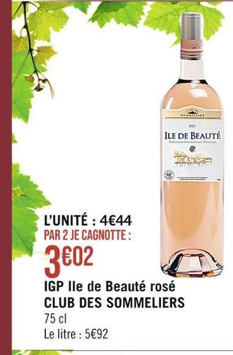 Casino Supermarchés Club des sommeliers igp ile de beauté rosé offre