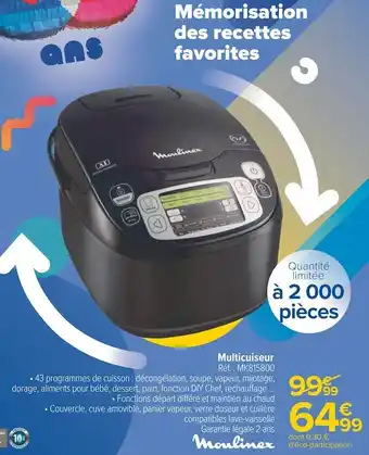 Carrefour Moulinex multicuiseur offre